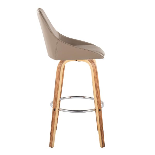 Diana 30 Zebra Wood Brown Faux Leather Barstools Set of 2 4