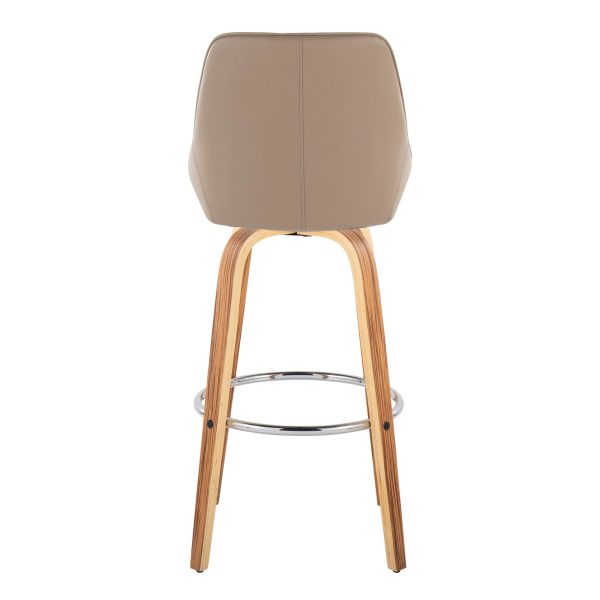 Diana 30 Zebra Wood Brown Faux Leather Barstools Set of 2 6