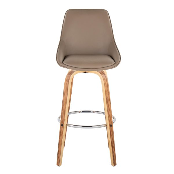 Diana 30 Zebra Wood Brown Faux Leather Barstools Set of 2 7