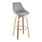 Diana 30 Zebra Wood Grey Corduroy Contemporary Barstools (Set of 2) 14 Diana 30 Zebra Wood Grey Corduroy Contemporary Barstools (Set of 2)