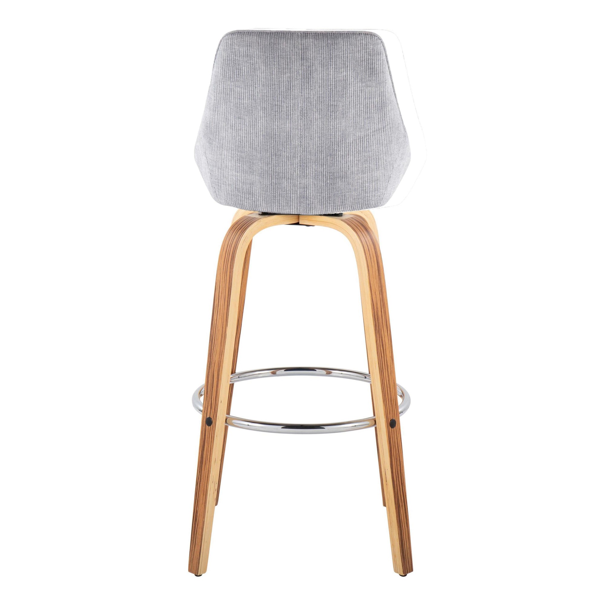 Diana 30 Zebra Wood Grey Corduroy Contemporary Barstools (Set of 2) 7 Diana 30 Zebra Wood Grey Corduroy Contemporary Barstools (Set of 2) - Image 7