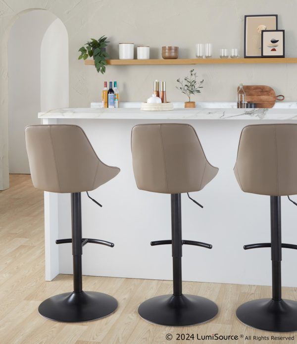 Diana Black Brown Contemporary Adjustable Barstools Set of 2 1