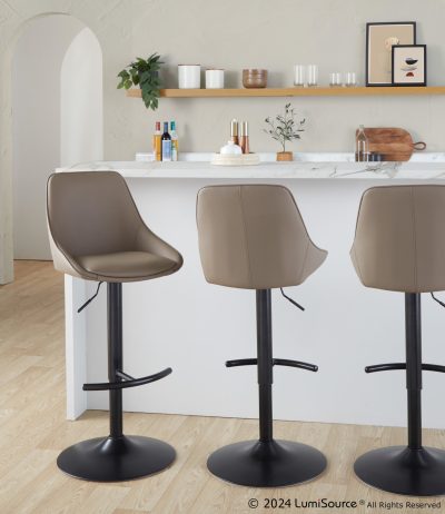 Diana Black Brown Contemporary Adjustable Barstools (Set of 2)