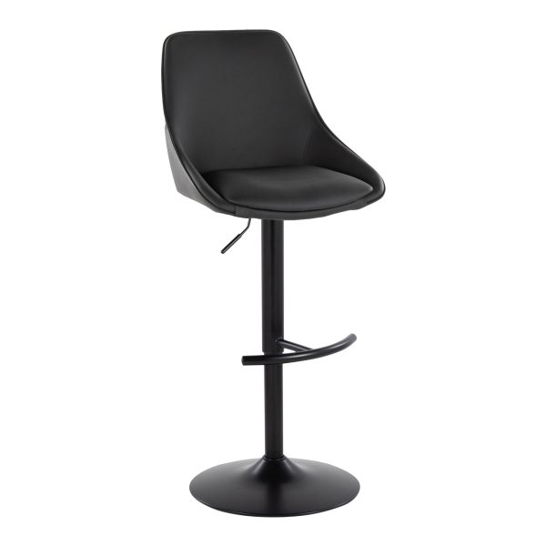 Diana Black Faux Leather Contemporary Adjustable Barstools Set of 2 3