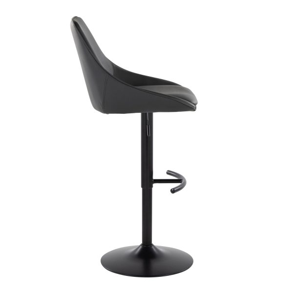 Diana Black Faux Leather Contemporary Adjustable Barstools Set of 2 4