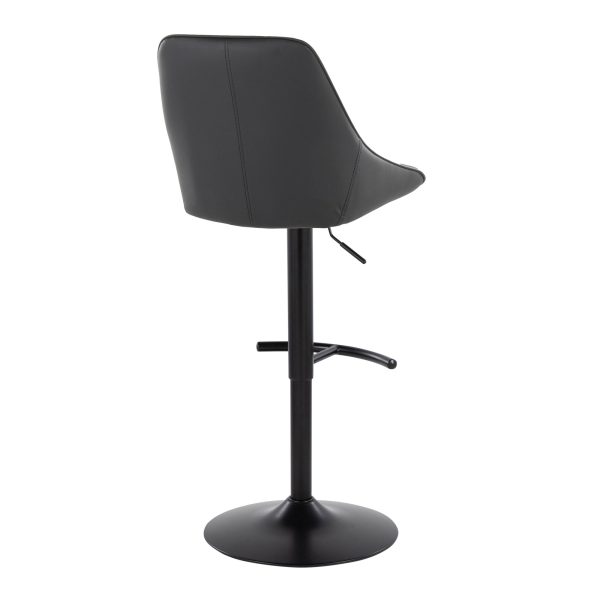 Diana Black Faux Leather Contemporary Adjustable Barstools Set of 2 5