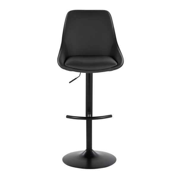 Diana Black Faux Leather Contemporary Adjustable Barstools Set of 2 7