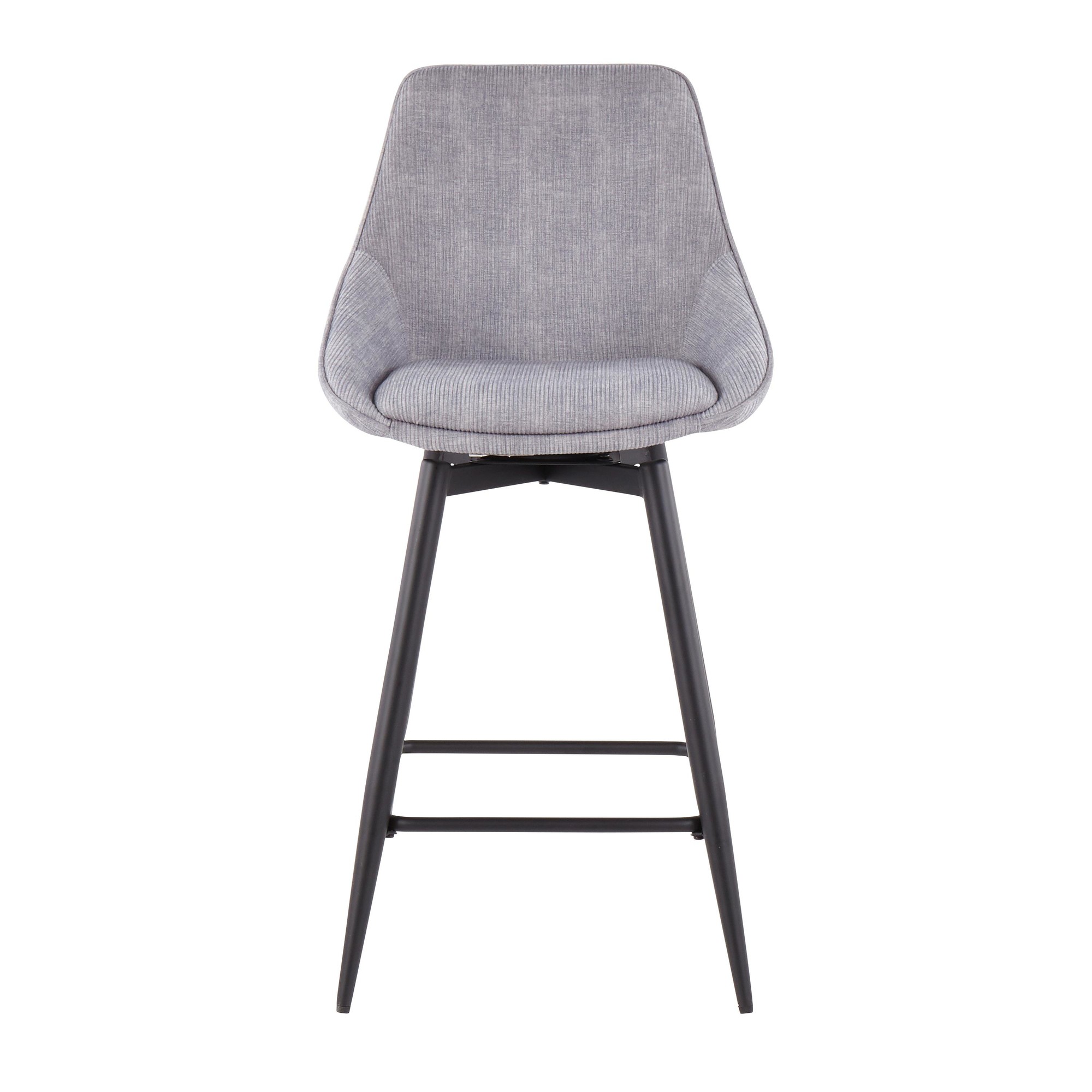 Diana Black Steel Grey Corduroy Contemporary Counter Stools (Set of 2) 11 Diana Black Steel Grey Corduroy Contemporary Counter Stools (Set of 2) - Image 11
