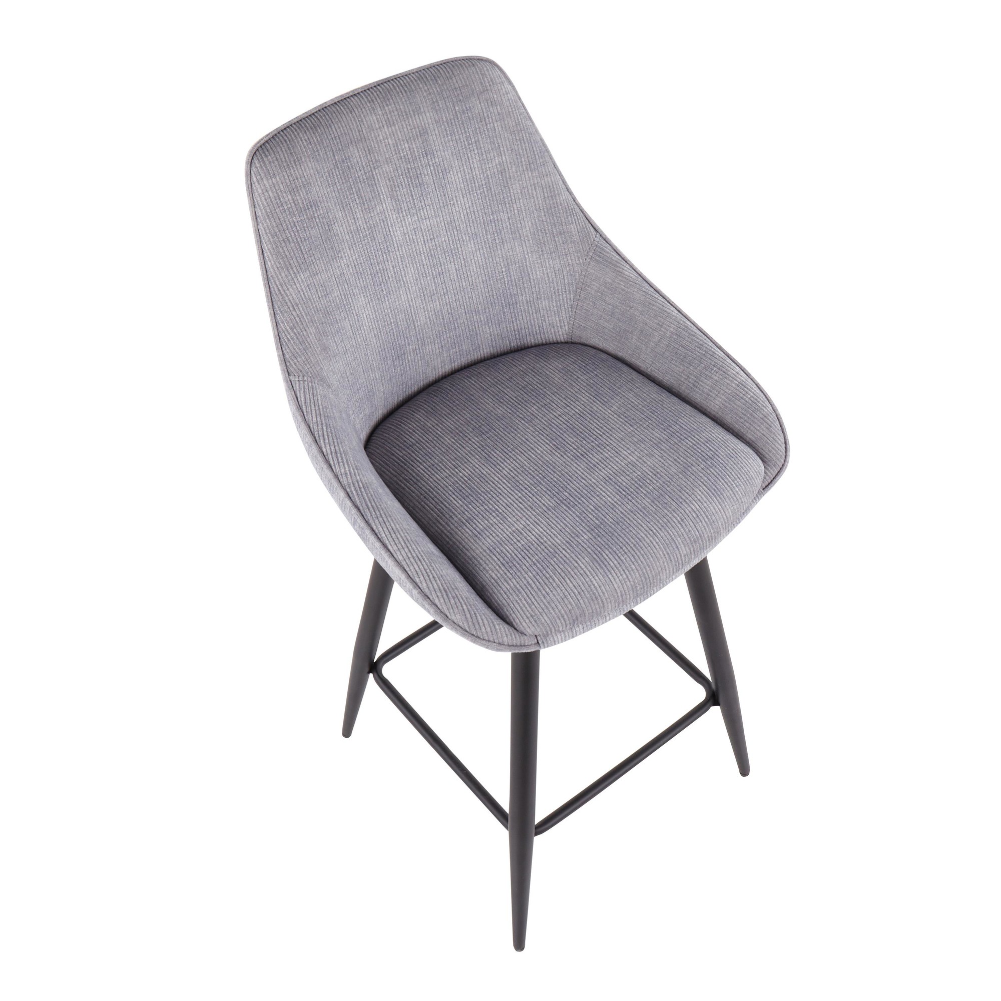 Diana Black Steel Grey Corduroy Contemporary Counter Stools (Set of 2) 12 Diana Black Steel Grey Corduroy Contemporary Counter Stools (Set of 2) - Image 12