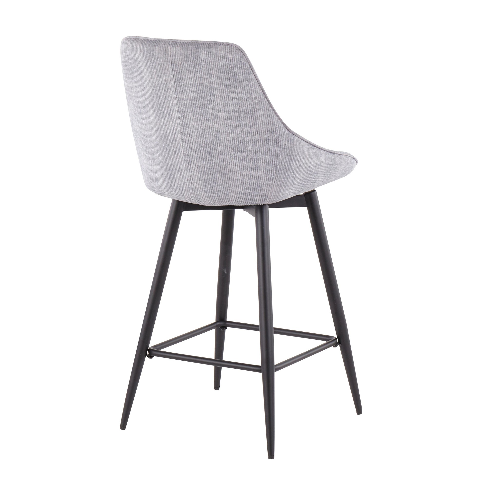 Diana Black Steel Grey Corduroy Contemporary Counter Stools (Set of 2) 9 Diana Black Steel Grey Corduroy Contemporary Counter Stools (Set of 2) - Image 9