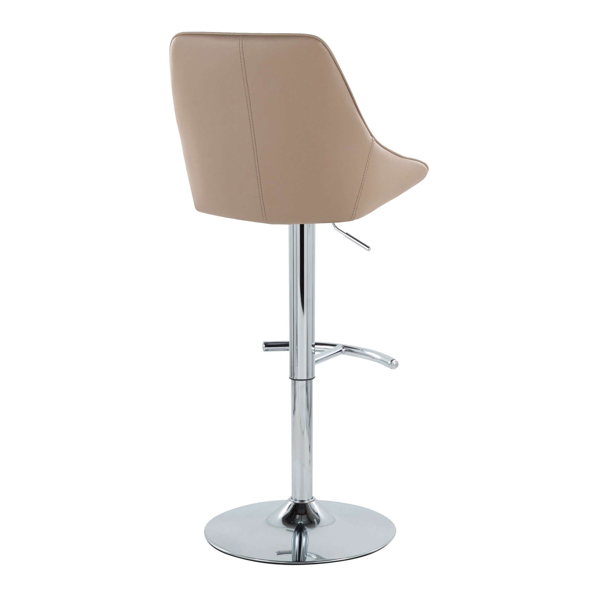 Diana Brown Faux Leather Chrome Contemporary Adjustable Barstool (Set of 2) 6 Diana Brown Faux Leather Chrome Contemporary Adjustable Barstool (Set of 2) - Image 6