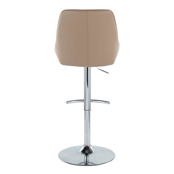 Diana Brown Faux Leather Chrome Contemporary Adjustable Barstool Set of 2 6