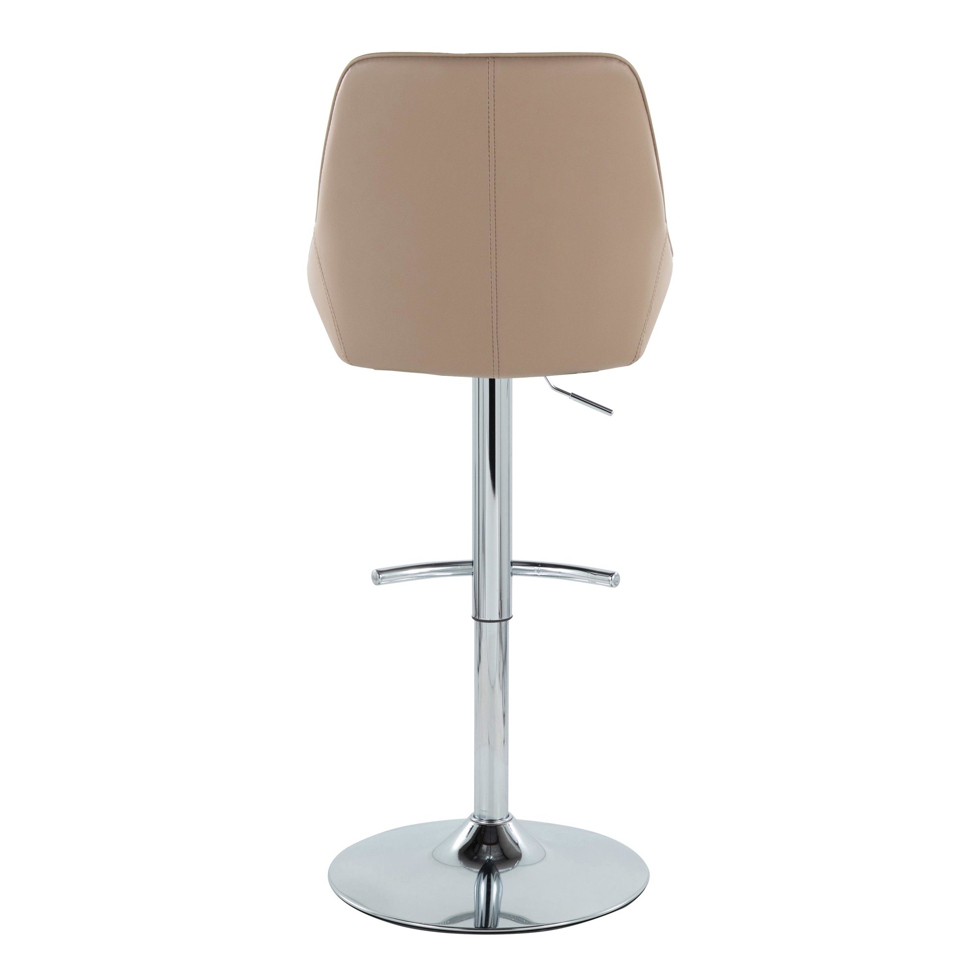 Diana Brown Faux Leather Chrome Contemporary Adjustable Barstool (Set of 2) 7 Diana Brown Faux Leather Chrome Contemporary Adjustable Barstool (Set of 2) - Image 7