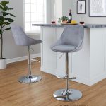 Diana Chrome Grey Corduroy Contemporary Adjustable Bar Stools (Set of 2) 13 Diana Chrome Grey Corduroy Contemporary Adjustable Bar Stools (Set of 2)