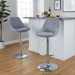 Diana Chrome Grey Corduroy Contemporary Adjustable Bar Stools (Set of 2) 12 Diana Chrome Grey Corduroy Contemporary Adjustable Bar Stools (Set of 2)