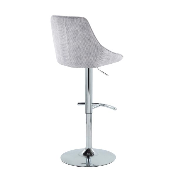Diana Chrome Grey Corduroy Contemporary Adjustable Bar Stools Set of 2 7