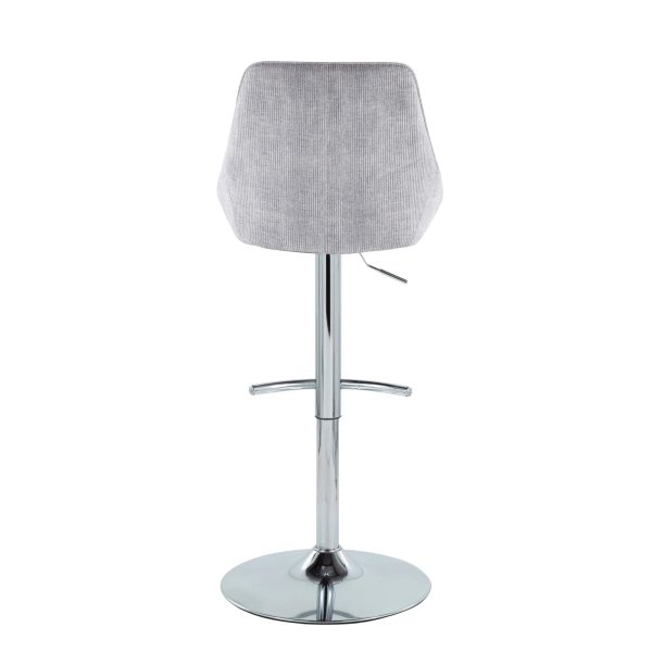 Diana Chrome Grey Corduroy Contemporary Adjustable Bar Stools Set of 2 8