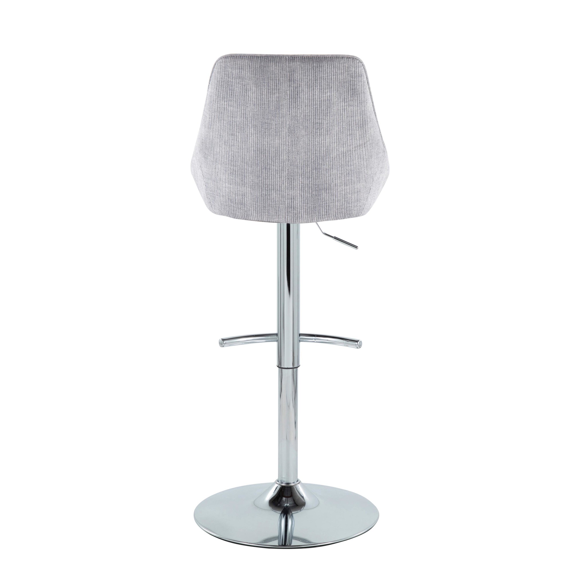 Diana Chrome Grey Corduroy Contemporary Adjustable Bar Stools (Set of 2) 9 Diana Chrome Grey Corduroy Contemporary Adjustable Bar Stools (Set of 2) - Image 9