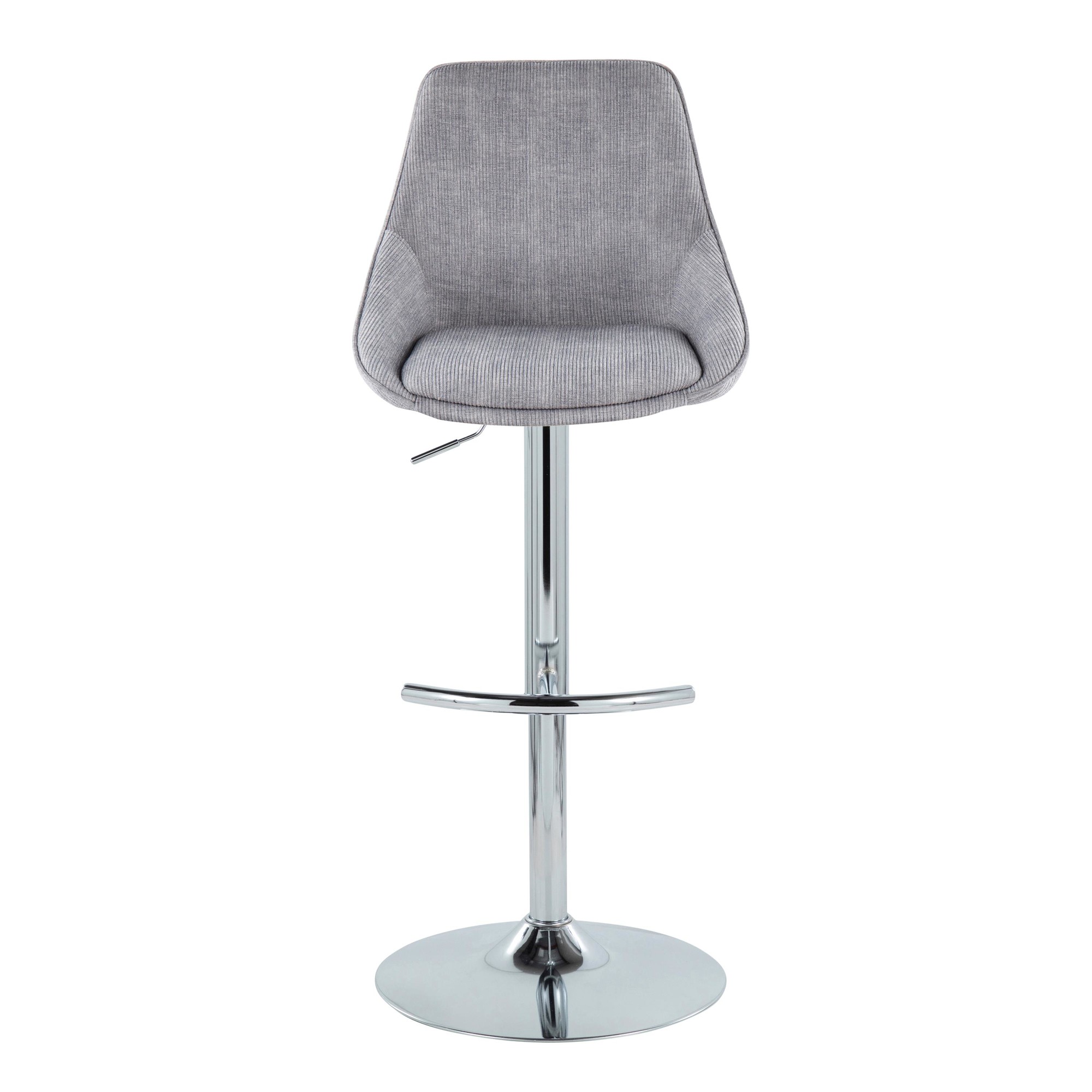 Diana Chrome Grey Corduroy Contemporary Adjustable Bar Stools (Set of 2) 10 Diana Chrome Grey Corduroy Contemporary Adjustable Bar Stools (Set of 2) - Image 10
