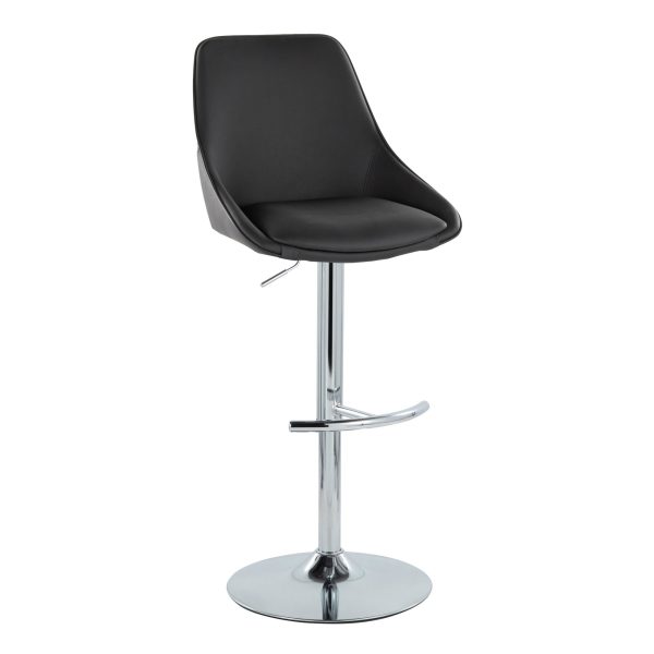 Diana Chrome and Black Faux Leather Contemporary Barstool Set of 2 3