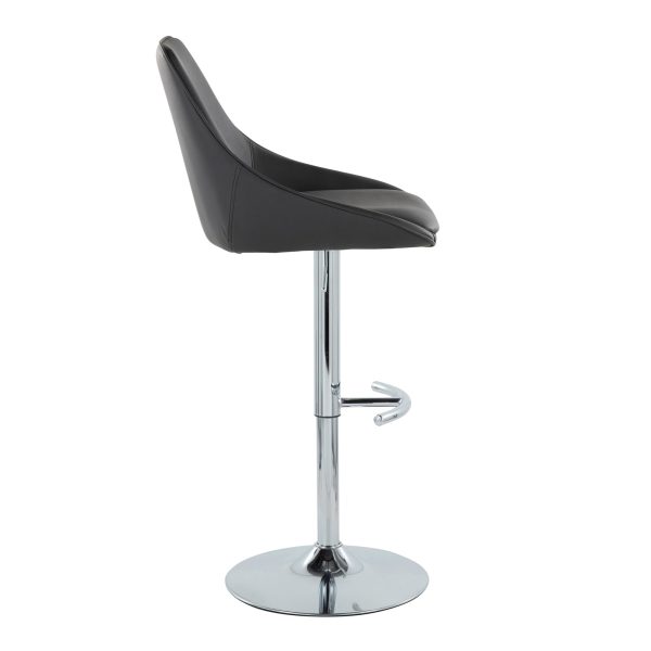 Diana Chrome and Black Faux Leather Contemporary Barstool Set of 2 4