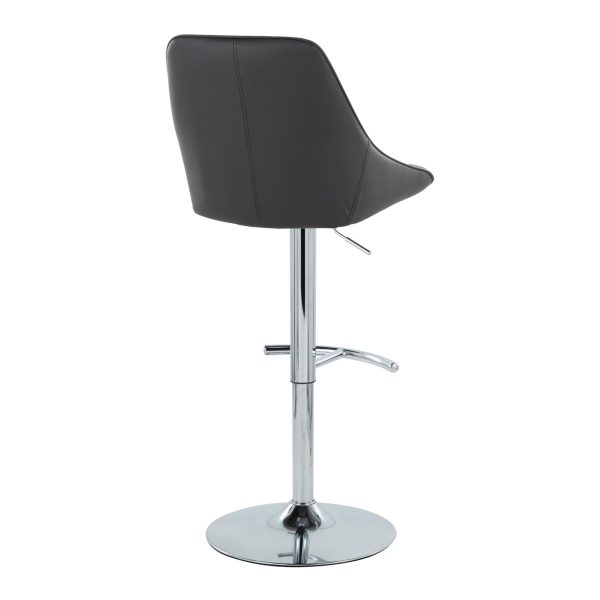 Diana Chrome and Black Faux Leather Contemporary Barstool Set of 2 5