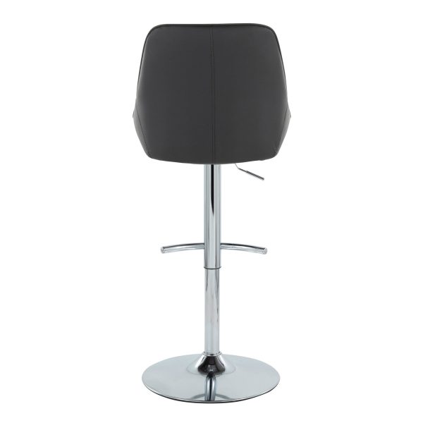 Diana Chrome and Black Faux Leather Contemporary Barstool Set of 2 6
