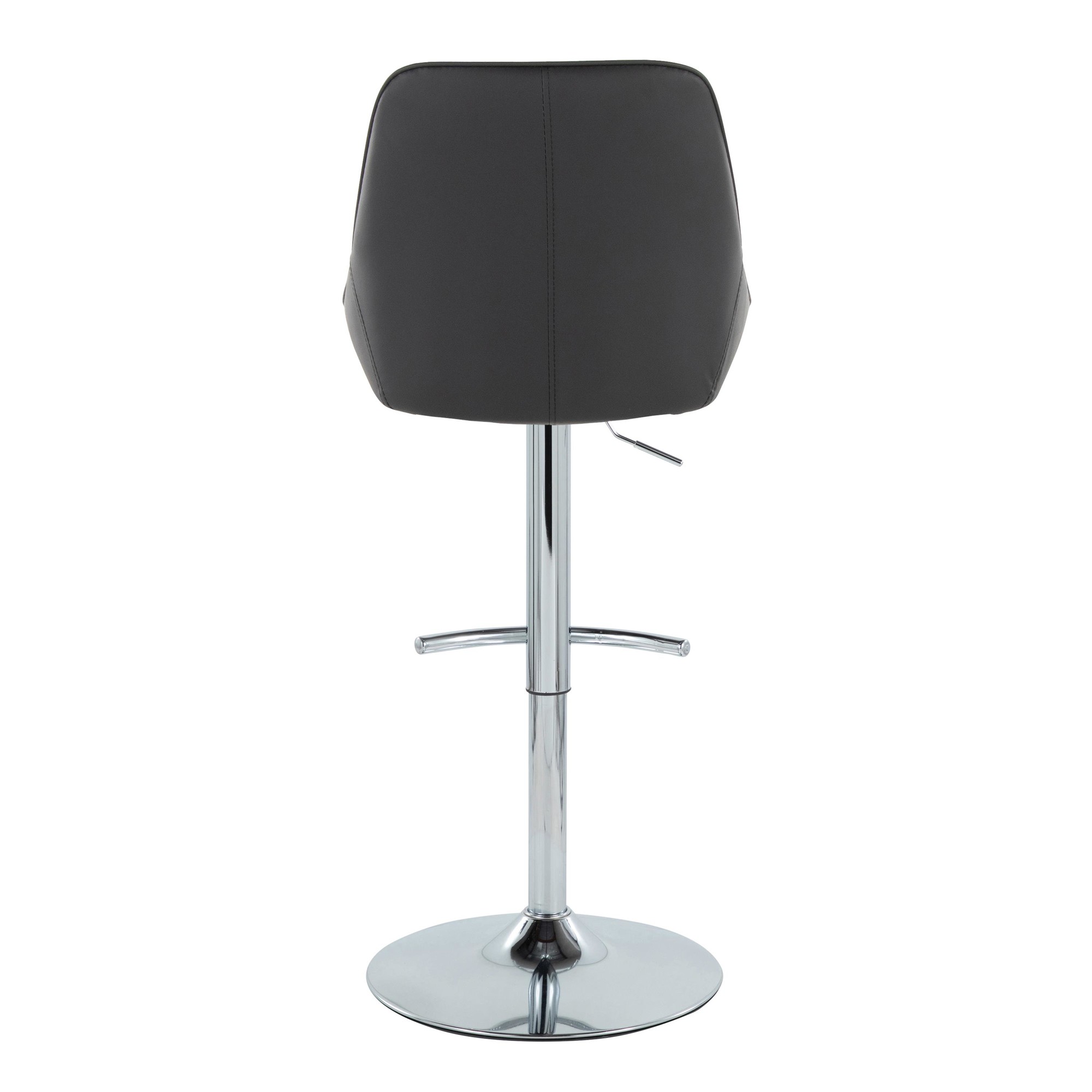 Diana Chrome and Black Faux Leather Contemporary Barstool (Set of 2) 7 Diana Chrome and Black Faux Leather Contemporary Barstool (Set of 2) - Image 7