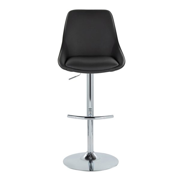 Diana Chrome and Black Faux Leather Contemporary Barstool Set of 2 7