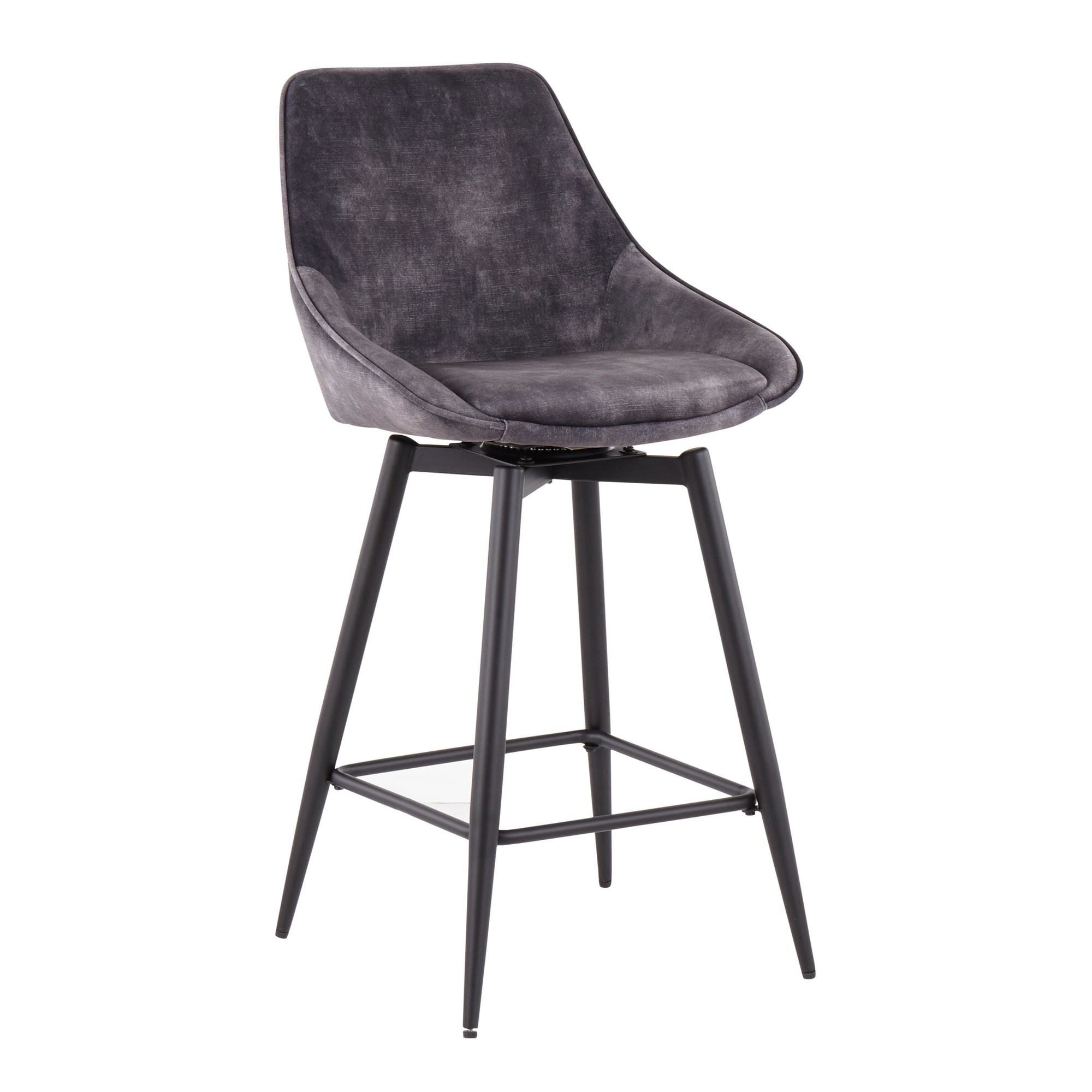Diana Contemporary Black Steel Grey Velvet Counter Stools (Set of 2) 7 Diana Contemporary Black Steel Grey Velvet Counter Stools (Set of 2) - Image 7
