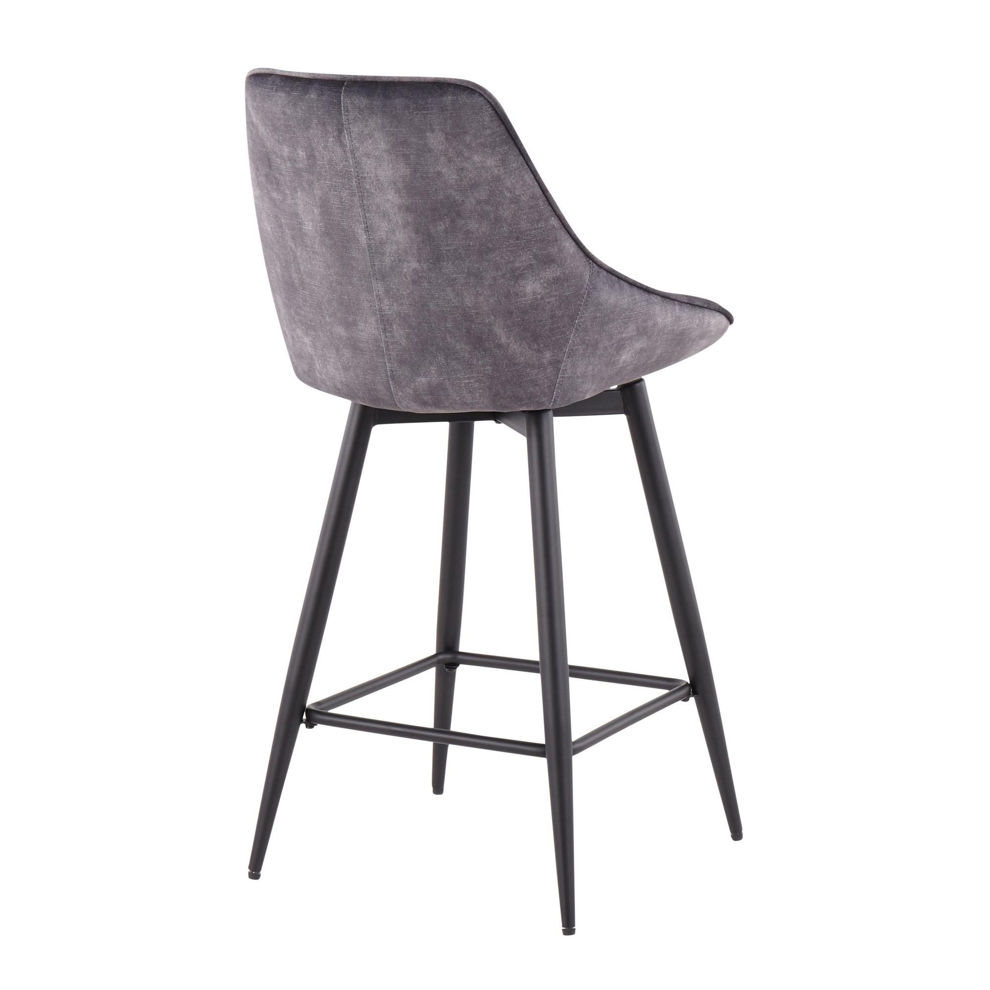 Diana Contemporary Black Steel Grey Velvet Counter Stools (Set of 2) 9 Diana Contemporary Black Steel Grey Velvet Counter Stools (Set of 2) - Image 9