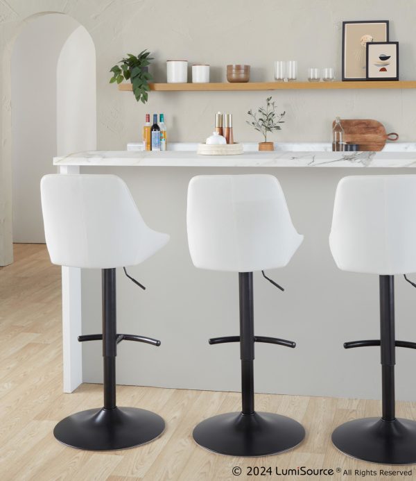 Diana Contemporary Black White Adjustable Barstools Set of 2 1