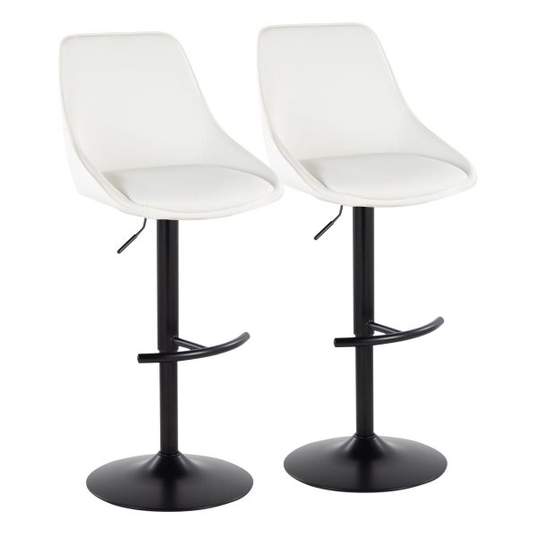 Diana Contemporary Black White Adjustable Barstools Set of 2 2