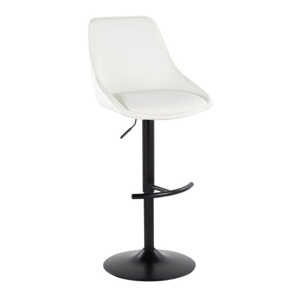 Diana Contemporary Black White Adjustable Barstools Set of 2 3