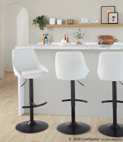 Diana Contemporary Black White Adjustable Barstools (Set of 2)