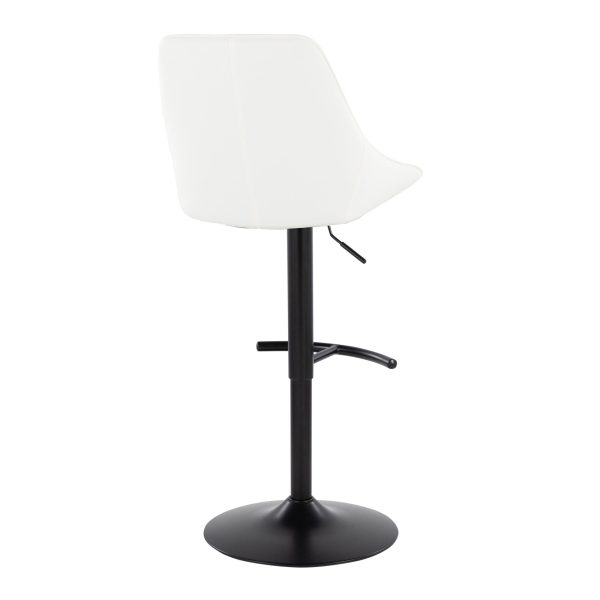 Diana Contemporary Black White Adjustable Barstools Set of 2 5