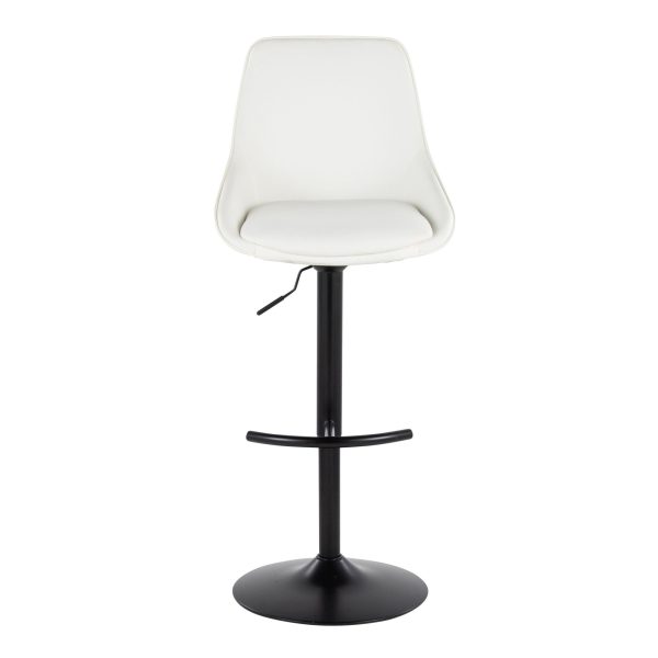 Diana Contemporary Black White Adjustable Barstools Set of 2 7