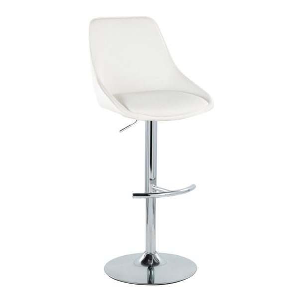 Diana Contemporary Chrome and White Adjustable Barstool Set of 2 3