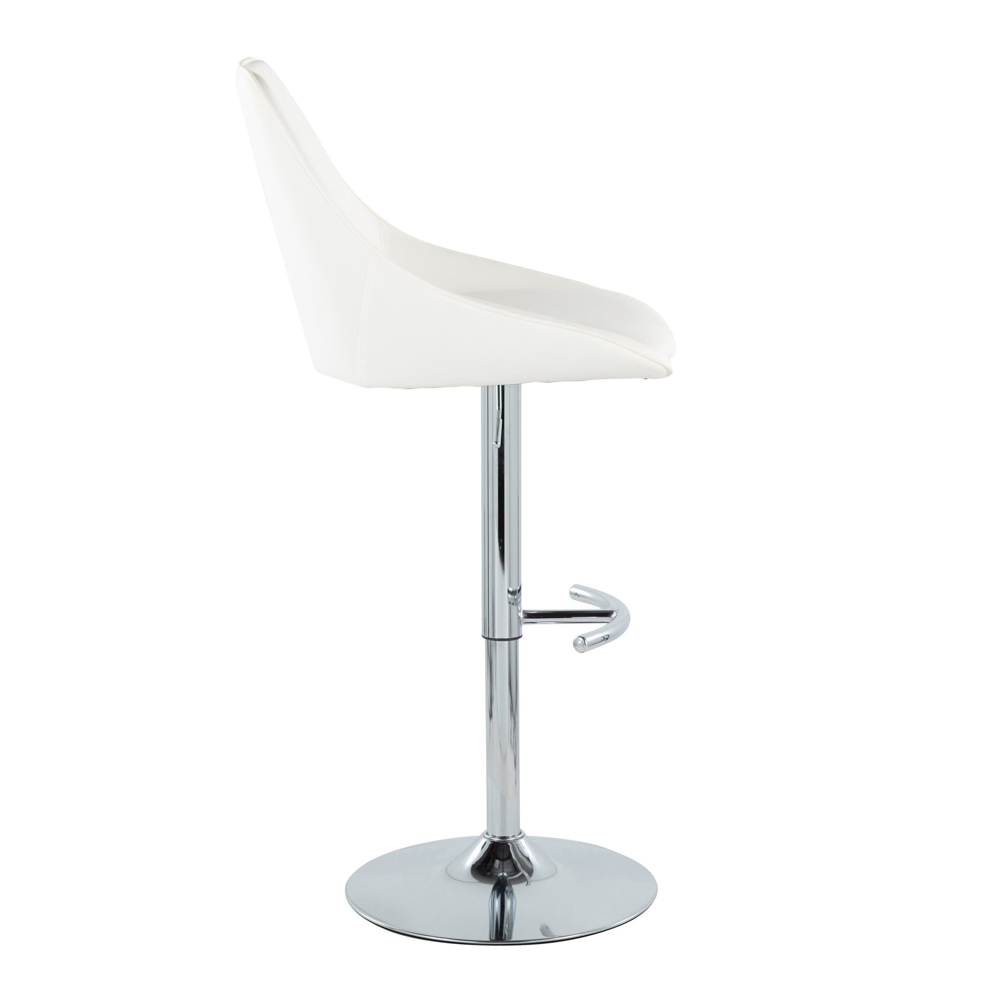Diana Contemporary Chrome and White Adjustable Barstool (Set of 2) 5 Diana Contemporary Chrome and White Adjustable Barstool (Set of 2) - Image 5
