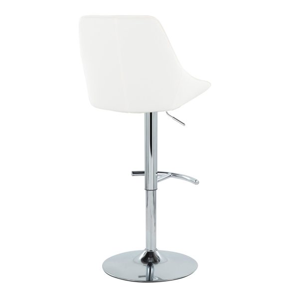Diana Contemporary Chrome and White Adjustable Barstool Set of 2 5
