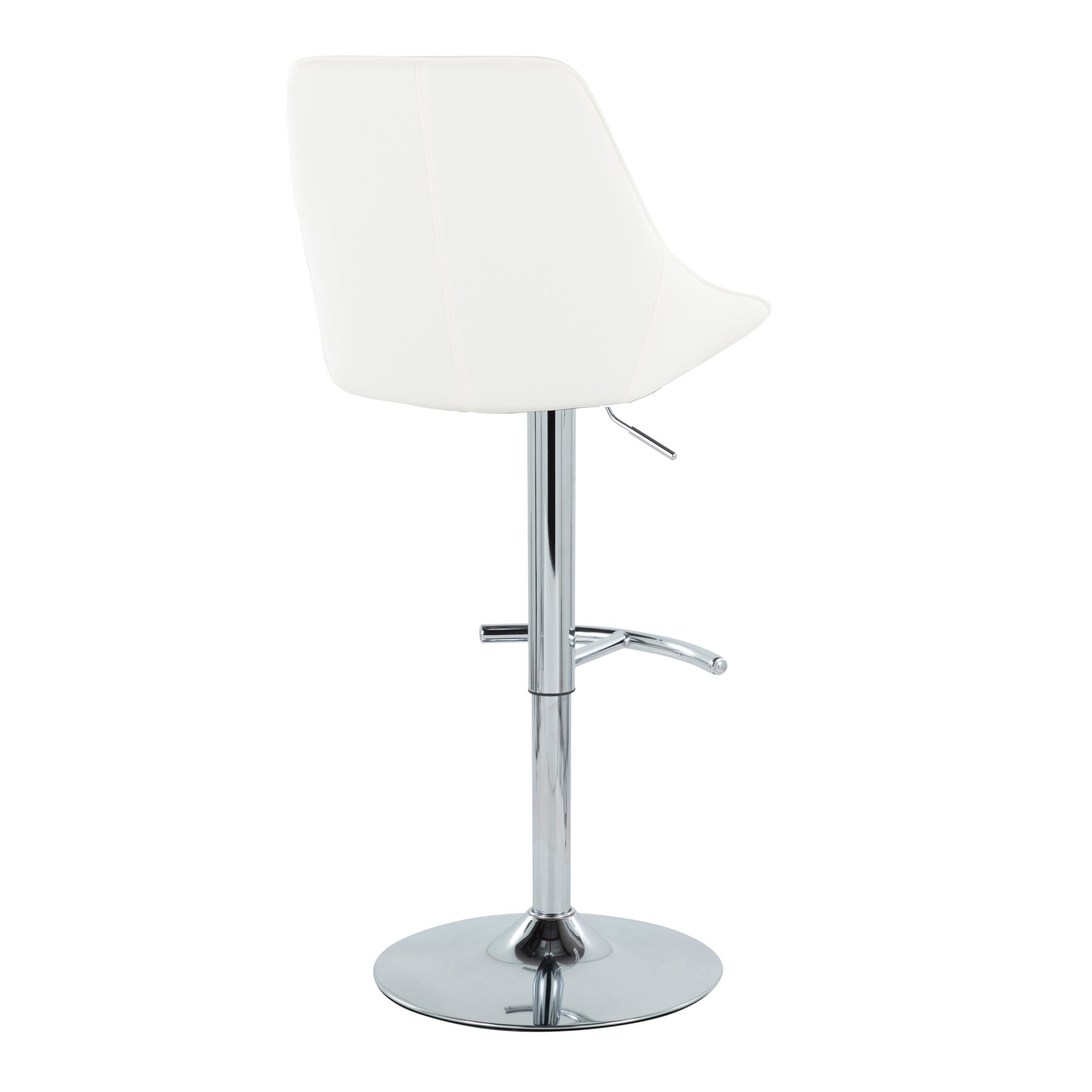 Diana Contemporary Chrome and White Adjustable Barstool (Set of 2) 6 Diana Contemporary Chrome and White Adjustable Barstool (Set of 2) - Image 6