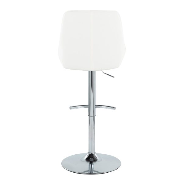 Diana Contemporary Chrome and White Adjustable Barstool Set of 2 6