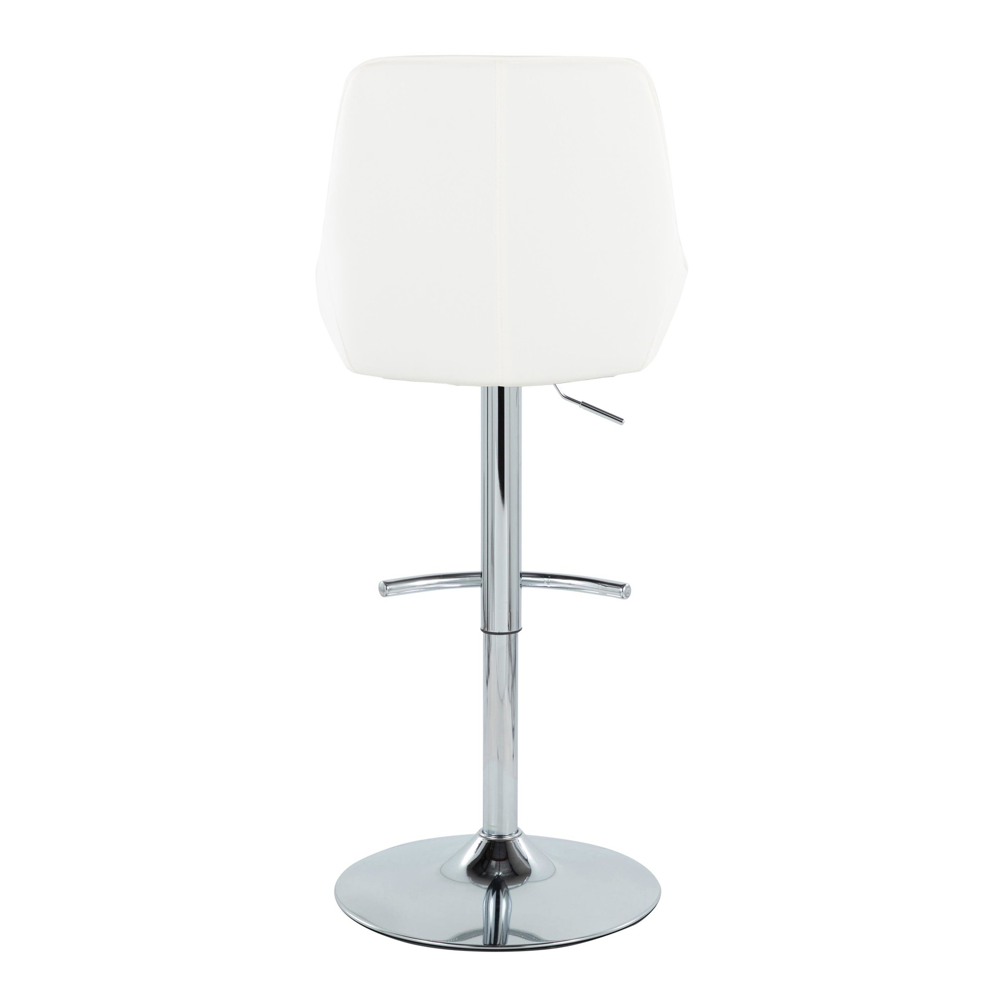 Diana Contemporary Chrome and White Adjustable Barstool (Set of 2) 7 Diana Contemporary Chrome and White Adjustable Barstool (Set of 2) - Image 7