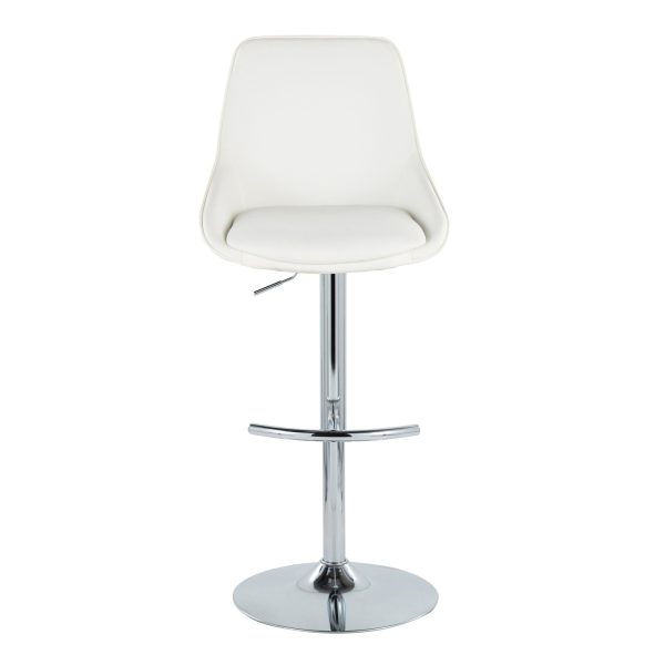 Diana Contemporary Chrome and White Adjustable Barstool Set of 2 7
