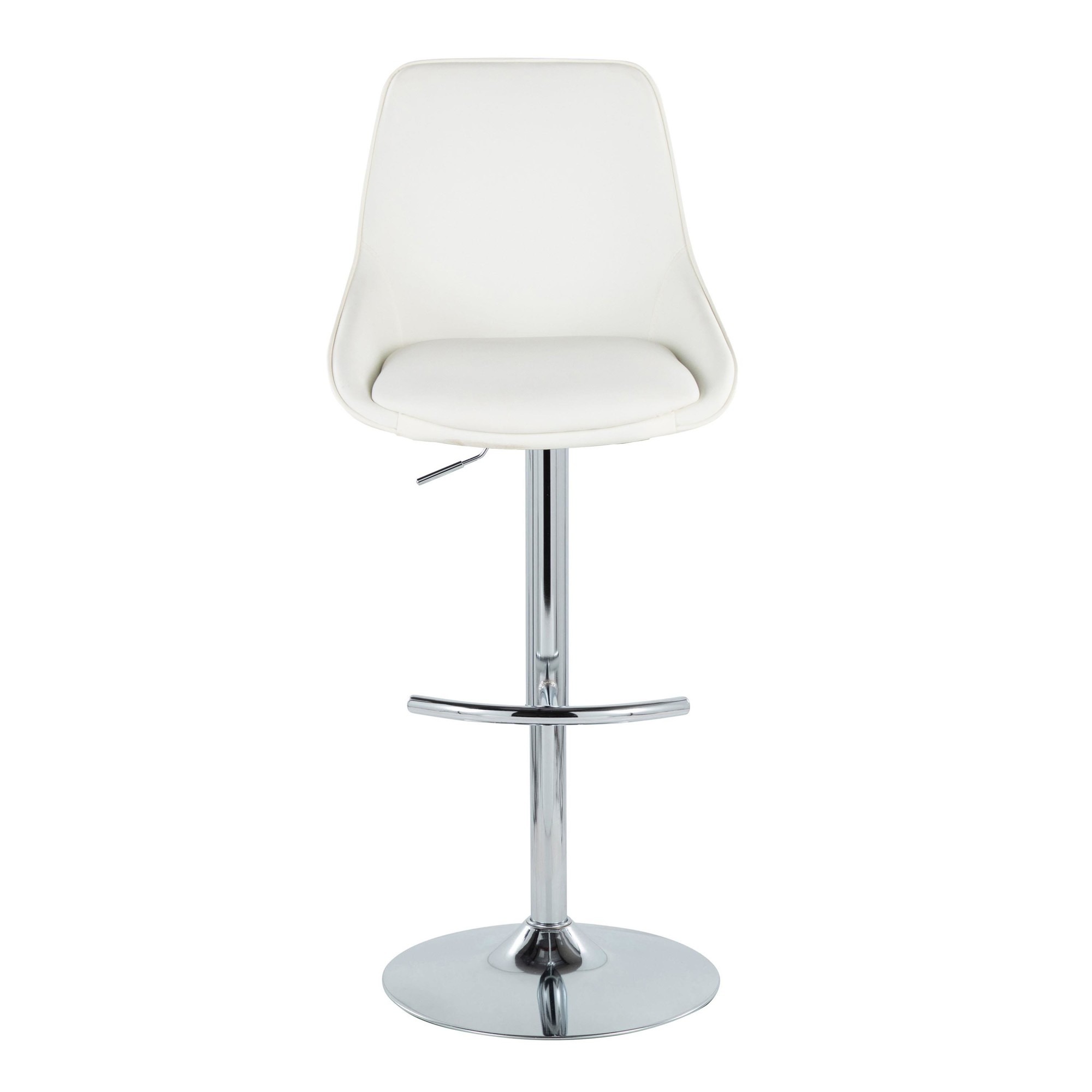 Diana Contemporary Chrome and White Adjustable Barstool (Set of 2) 8 Diana Contemporary Chrome and White Adjustable Barstool (Set of 2) - Image 8