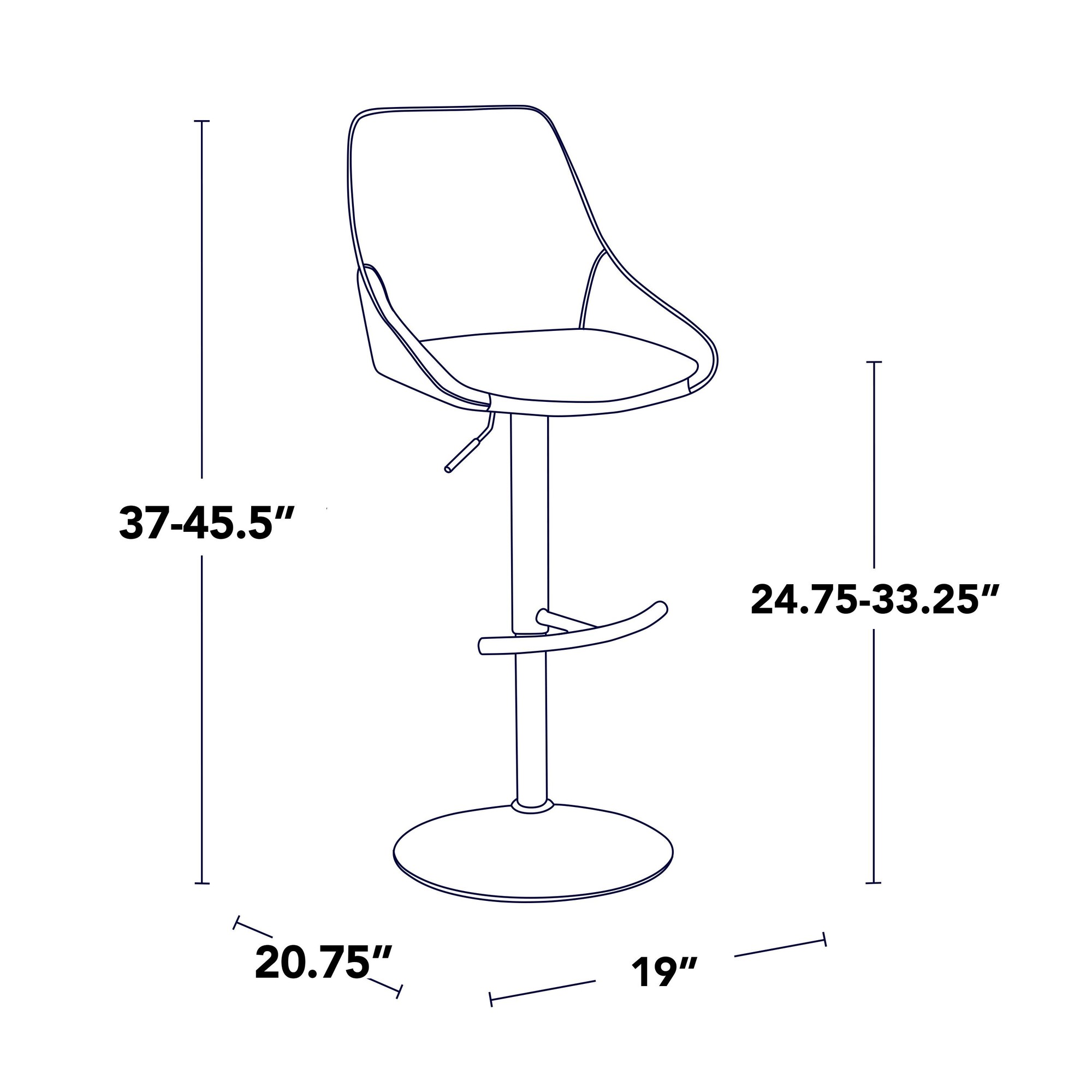 Diana Contemporary Chrome and White Adjustable Barstool (Set of 2) 9 Diana Contemporary Chrome and White Adjustable Barstool (Set of 2) - Image 9