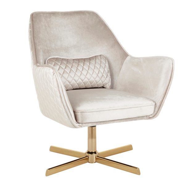 Diana Contemporary Gold Metal Champagne Velvet Swivel Lounge Chair 2