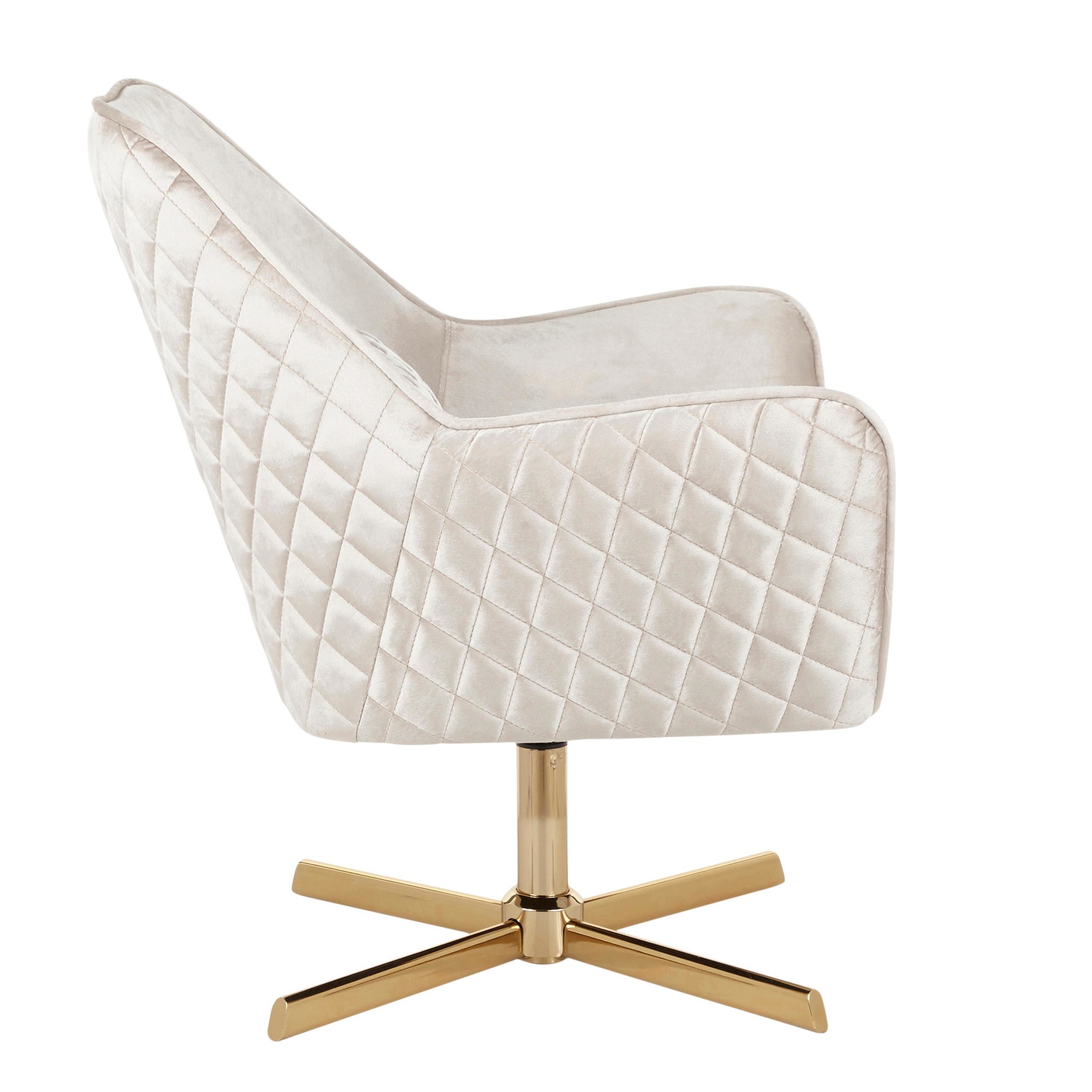 Diana Contemporary Gold Metal Champagne Velvet Swivel Lounge Chair 3 Diana Contemporary Gold Metal Champagne Velvet Swivel Lounge Chair - Image 3