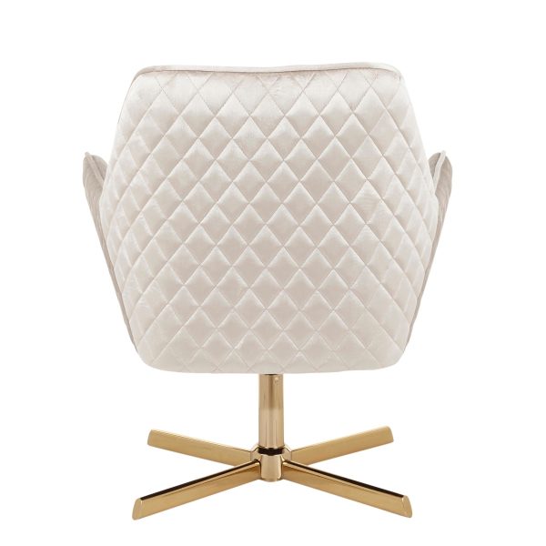 Diana Contemporary Gold Metal Champagne Velvet Swivel Lounge Chair 5