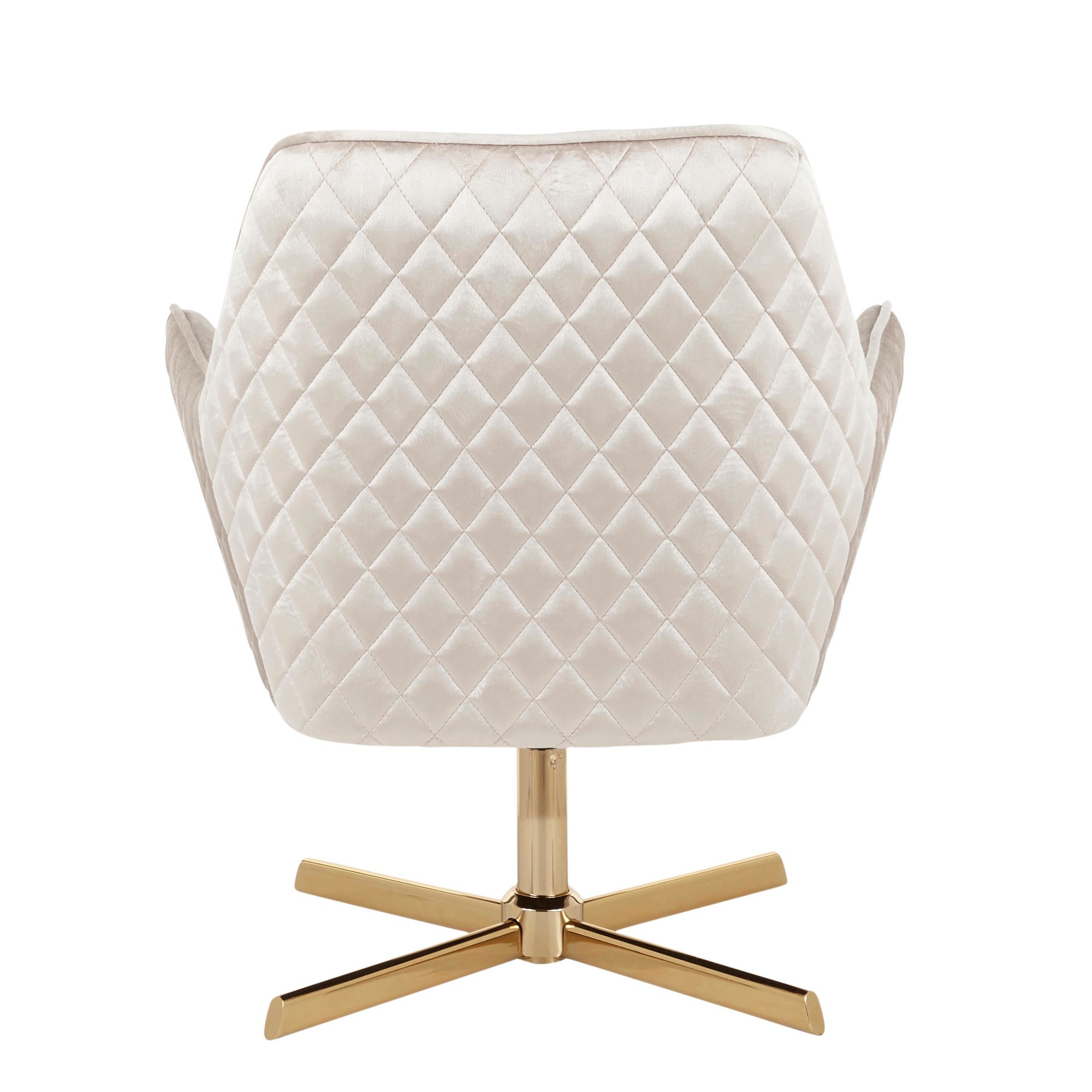 Diana Contemporary Gold Metal Champagne Velvet Swivel Lounge Chair 5 Diana Contemporary Gold Metal Champagne Velvet Swivel Lounge Chair - Image 5